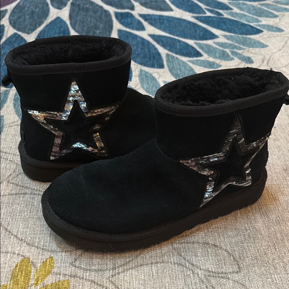 Adorable UGG Mini Star Black Boots with Star Sequin Detail 7